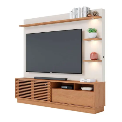 Estante para Home Theater e TV até 70 Polegadas Campeche Freijó e Off White Estante para Home Theater e TV até 70 Polegadas Campeche Freijó e Off White